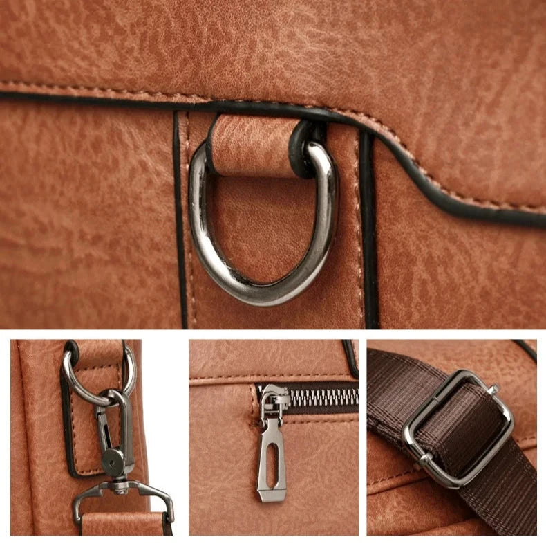 Sacoche Homme Cuir PU Haute Qualité pour Ordinateur 14 Pouces
