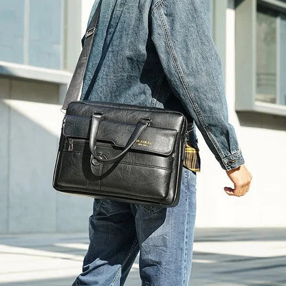Sacoche Homme Cuir PU Haute Qualité pour Ordinateur 14 Pouces
